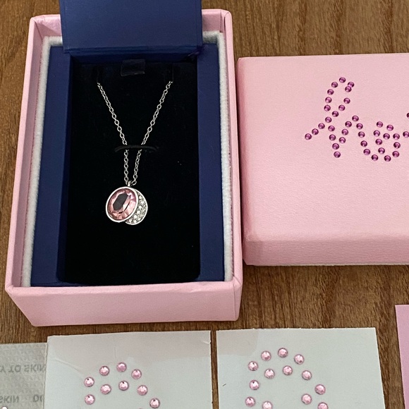 Rare. Retired Swarovski Breast Cancer Awareness 2009 Pink Hope Necklace. NIB - Picture 8 of 17